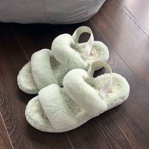 Fluff Yeah Ugh Mint Green Slippers
